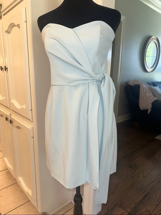 French Connection Dresses & Skirts - French Connection Strapless Light Blue Tie-Waist Mini Dress